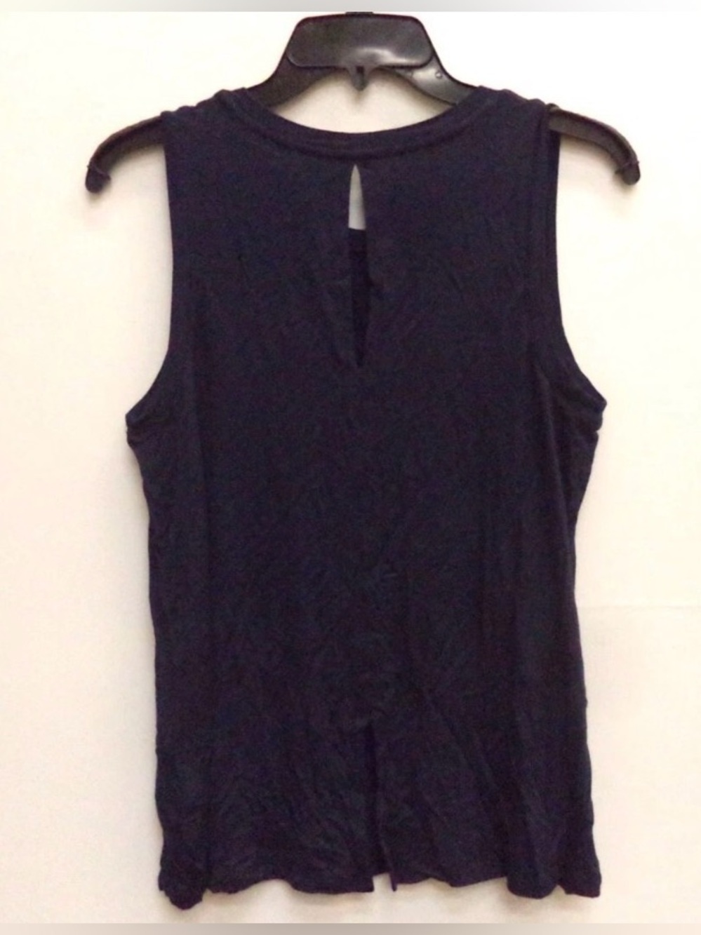 Halogen Navy Blue Keyhole Split Back Tank Top Size Large Rayon Spandex EUC